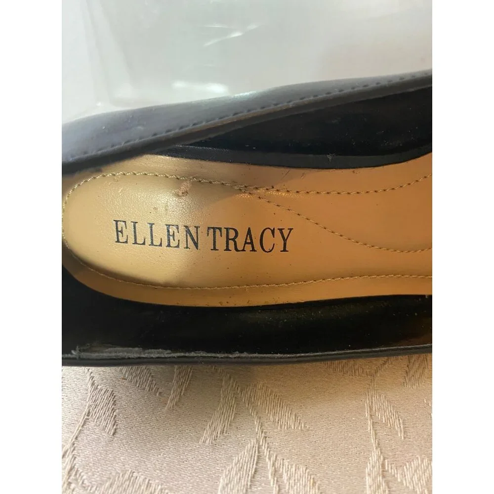 Ellen Tracy Black Pointed-Toe Leather Pumps Leather Size 6.5 - Picture 7 of 9